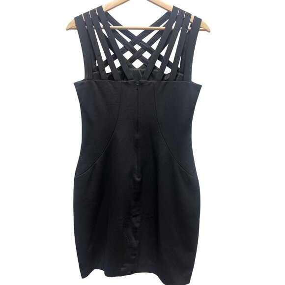 Cache Black Cris Cross Stap Bodycon Cocktail Dress - Picture 6 of 7